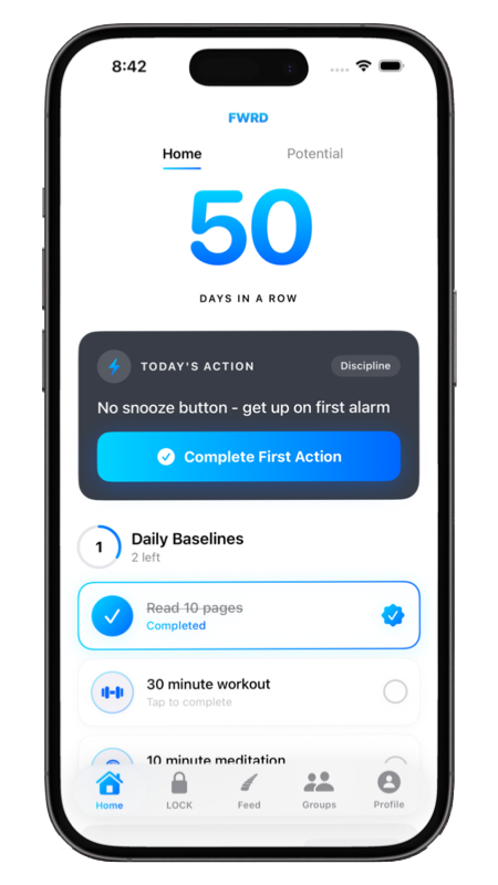 FWRD app preview (light mode)